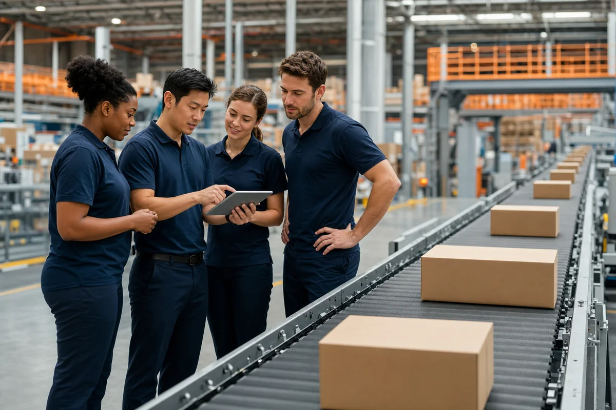 SwiftExpress logistics team coordinating parcel operations
